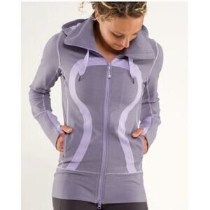 Lululemon Stride Jacket Brushed Lilac Heathered Coal Wee Stripe / Lilac sz 10